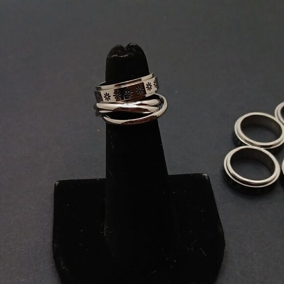 New FASACCO 9 Anxiety Fidget Ring Set Size 5 New - Picture 5 of 5